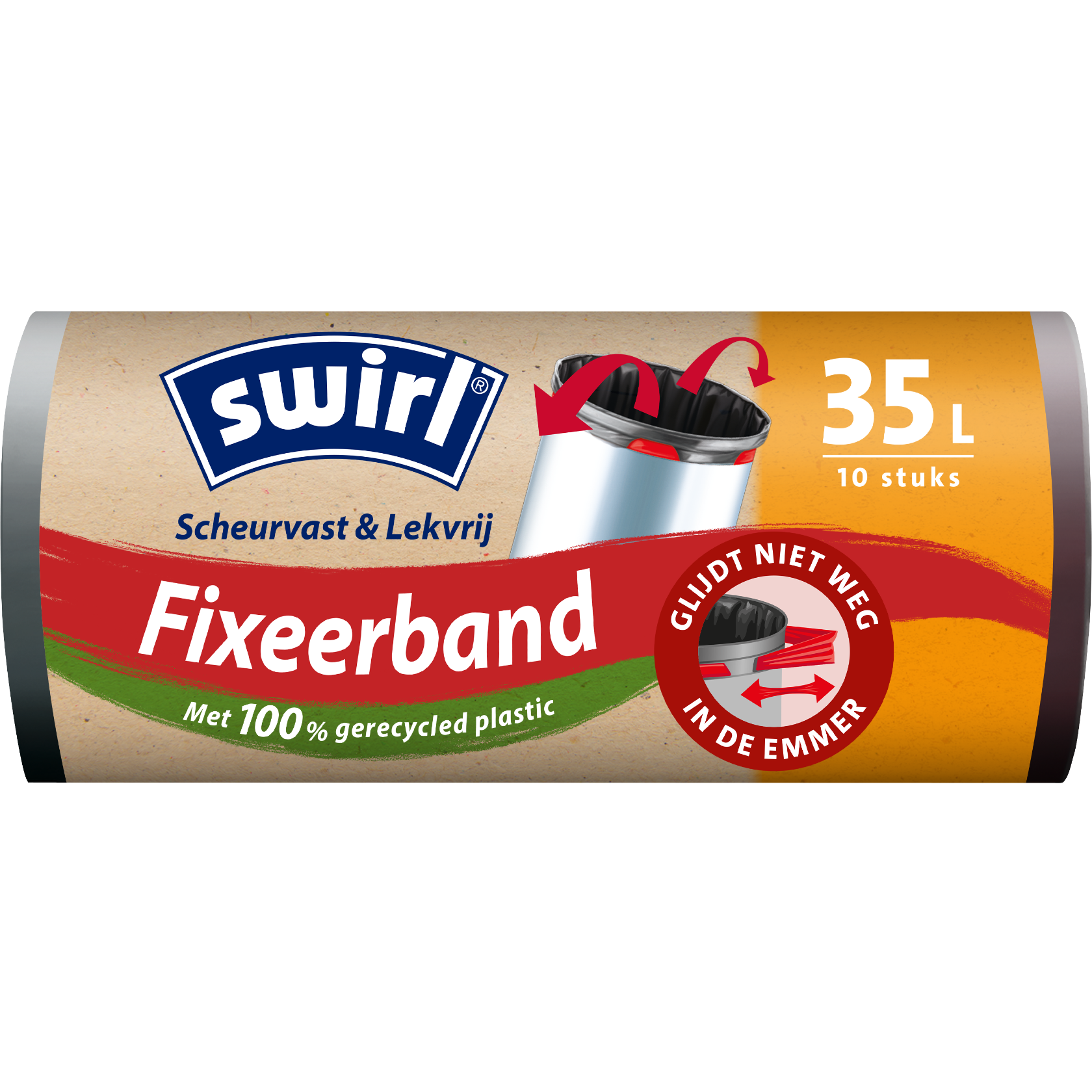 Verpakking voorkant Swirl-afvalzakken met sluitband - 35 liter