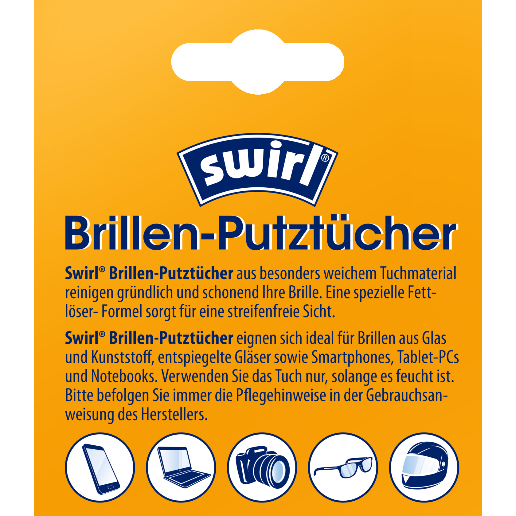 Swirl Brillen-Putztücher 30 Stück Verpackung Rückseite