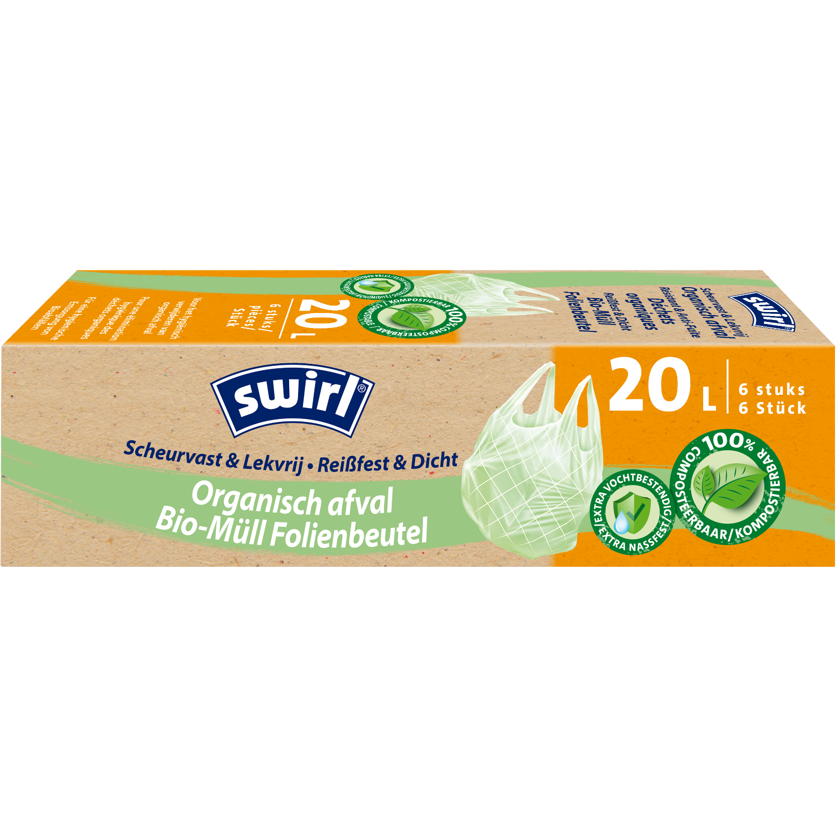 Swirl biologisch afbreekbare vuilniszakken, voorzijde - 20 liter