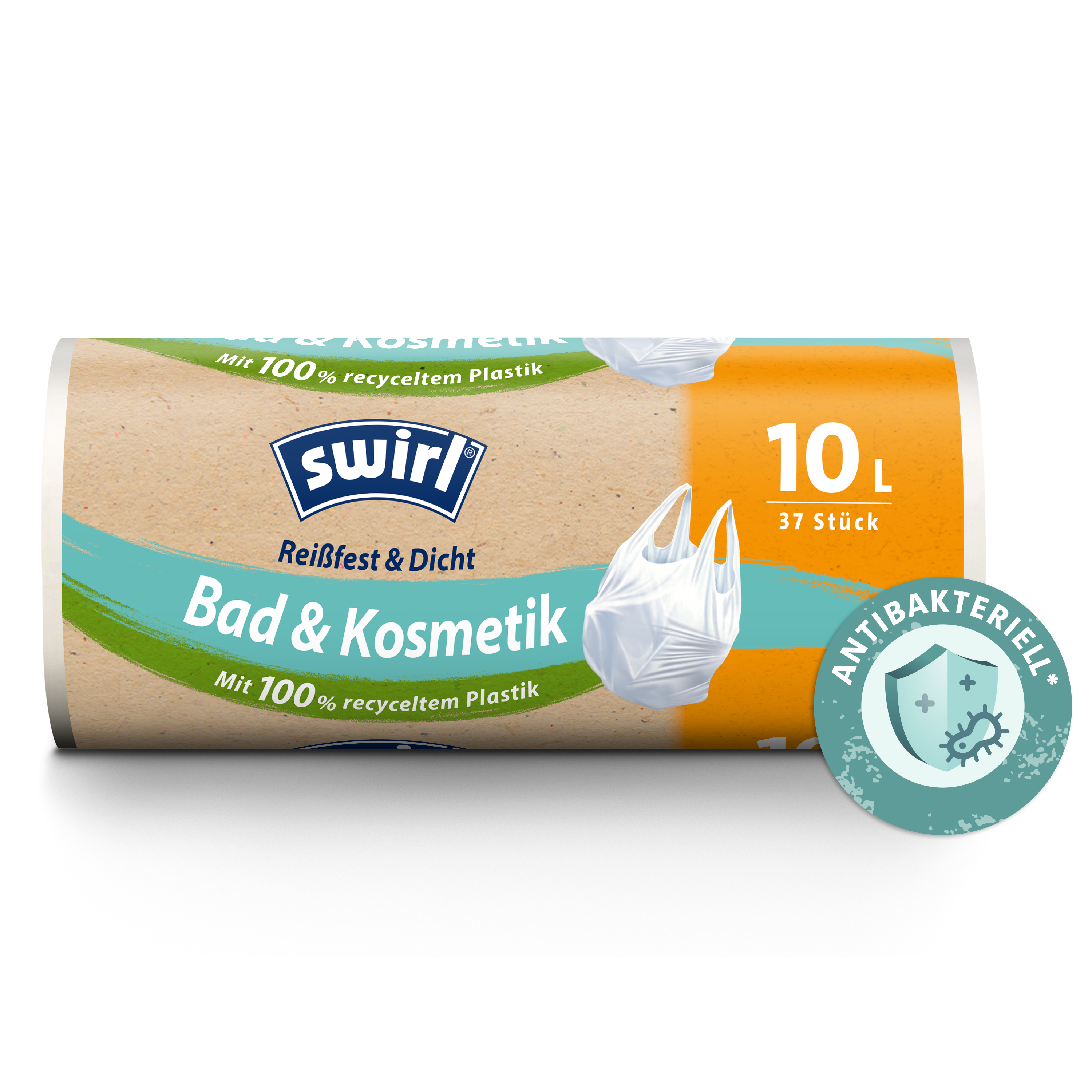 Swirl Bad und Kosmetik Müllbeutel Verpackung Vorderseite - 10 Liter