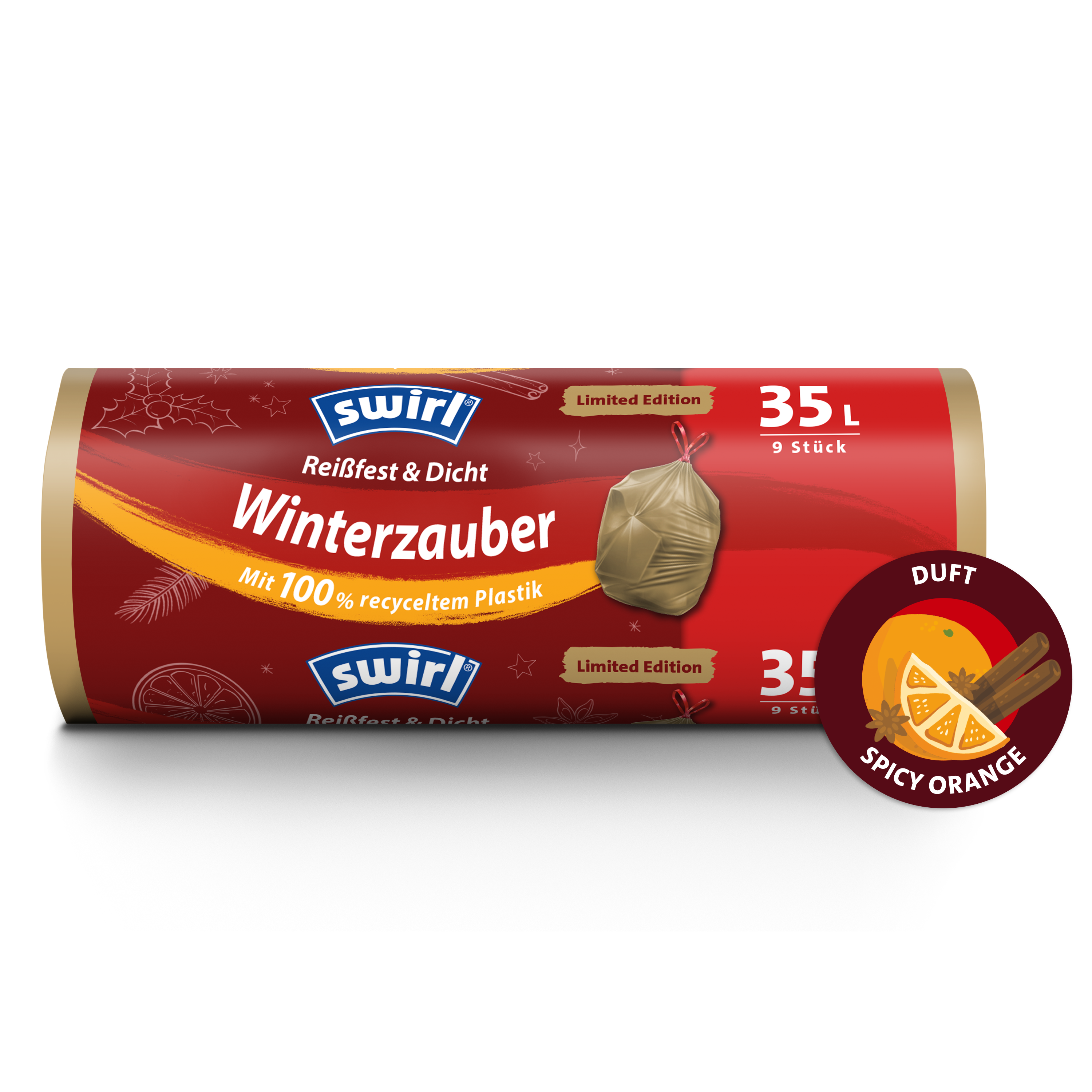 Swirl Winterzauber Duft-Müllbeutel Verpackung Vorderseite - 35 Liter, 9 Beutel