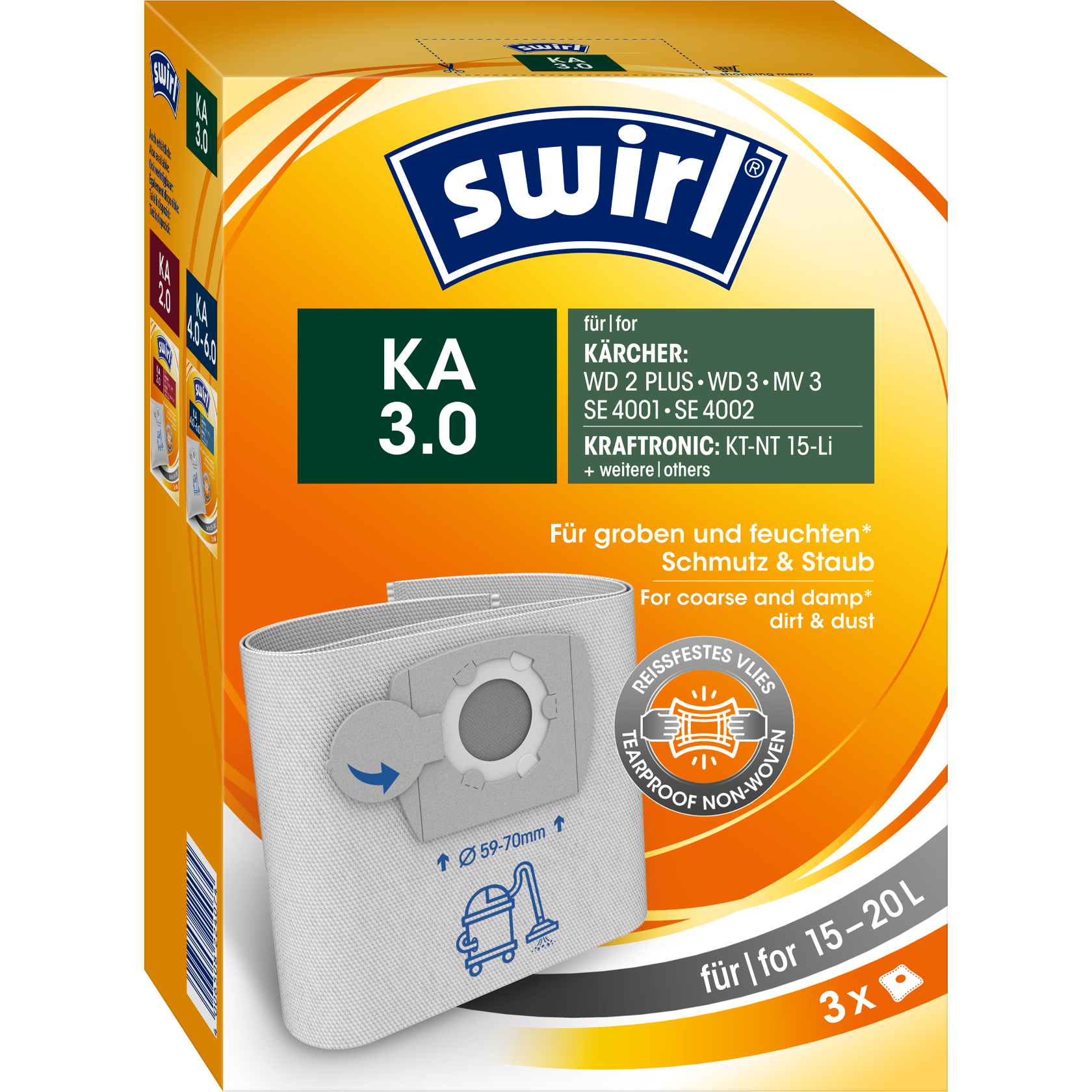 Swirl KA 3.0 Beutel für Nass- und Trockensauger Verpackung Vorderseite