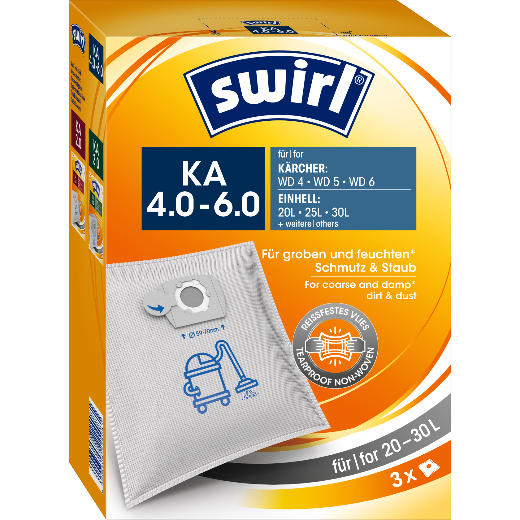 Swirl KA 4.0-6.0 Beutel für Nass- und Trockensauger Verpackung Vorderseite