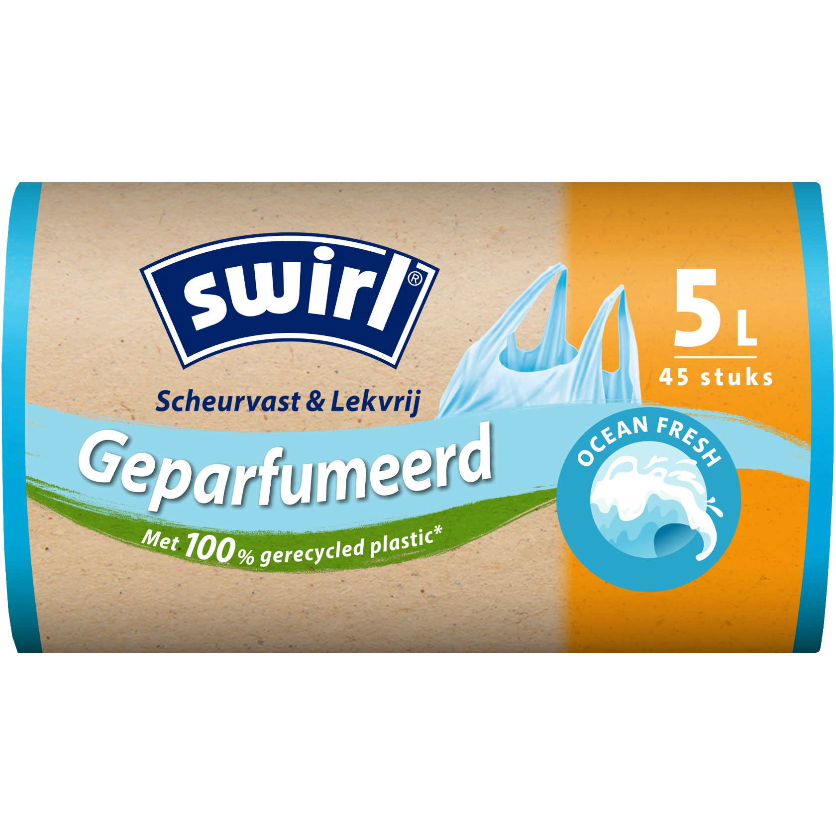 Swirl Ocean fresh-Müllbeutel Verpackung Vorderseite - 5 Liter