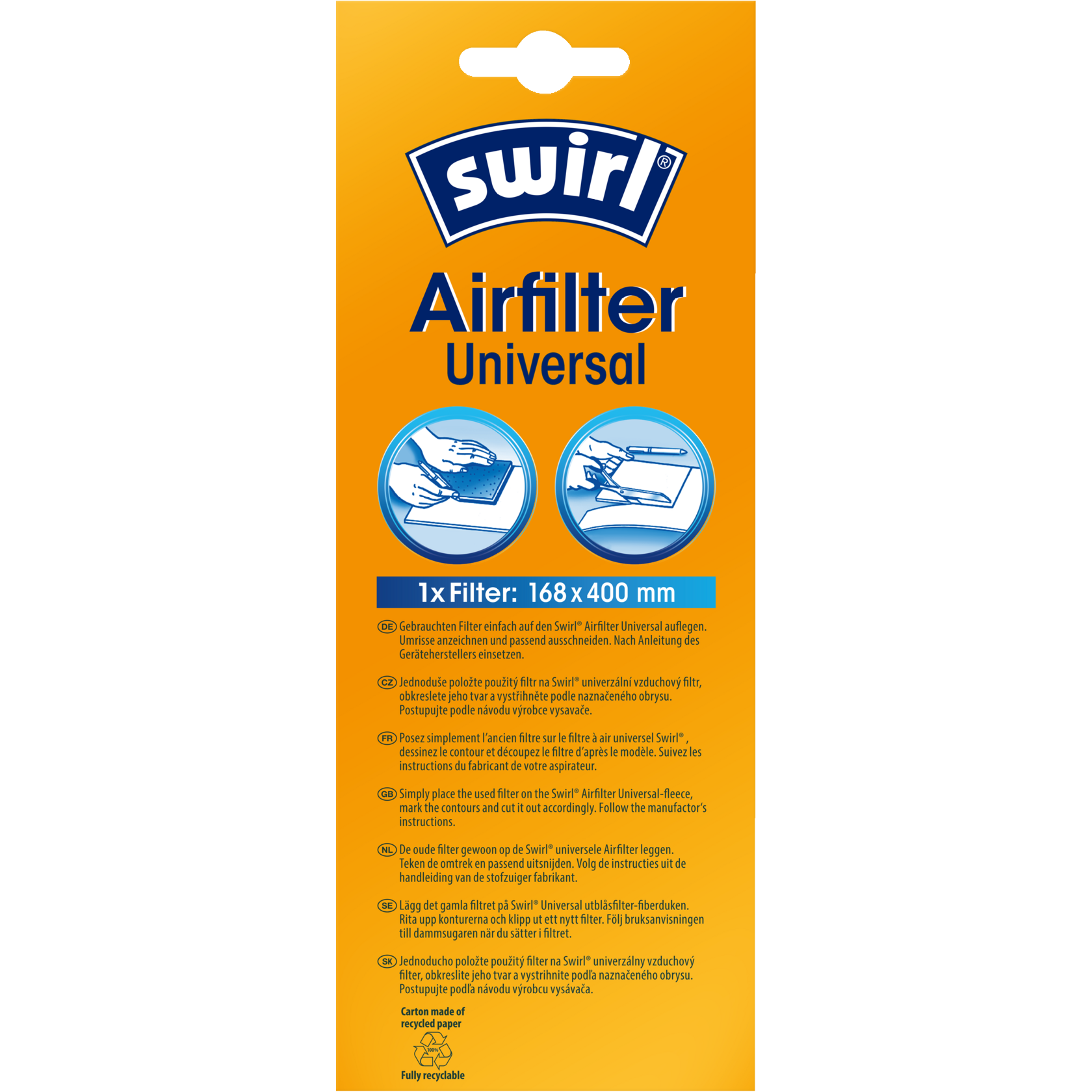 Swirl Airfilter Universal Verpackung Rückseite