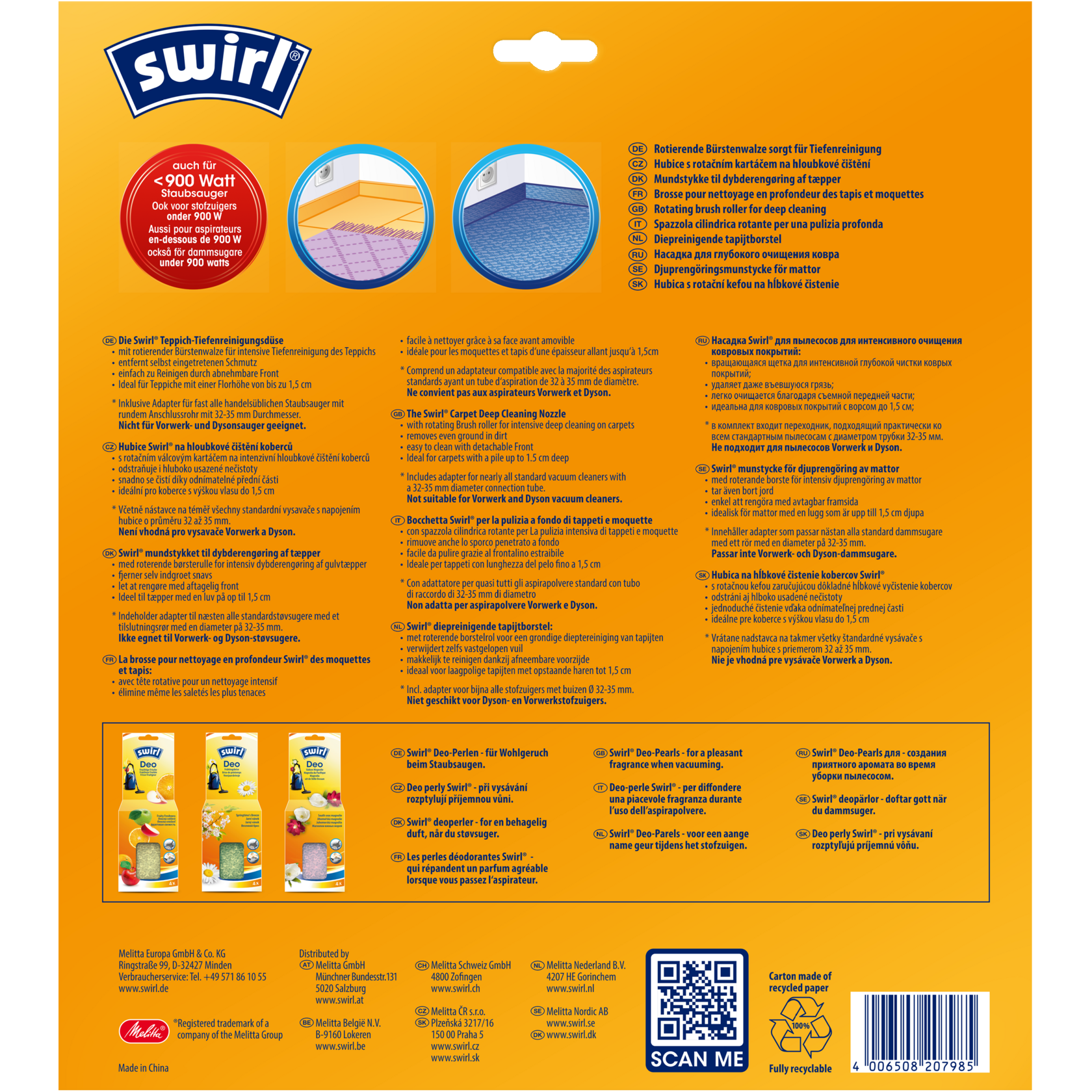 Swirl Teppich-Tiefenreinigungsdüse Verpackung Rückseite