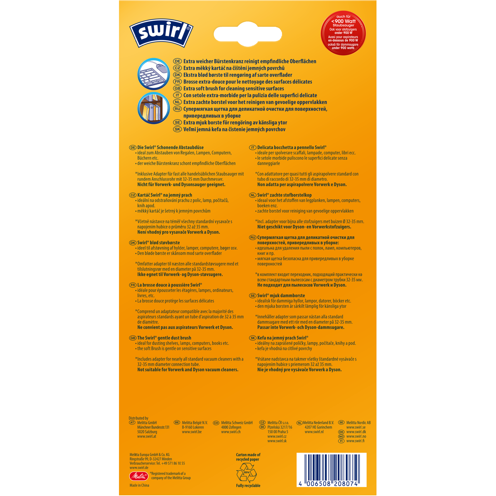 Swirl Schonende Abstaubdüse Verpackung Rückseite