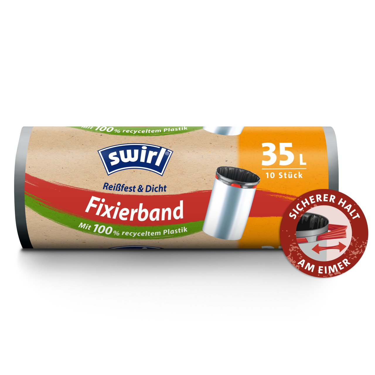 Swirl Fixierband-Müllbeutel Verpackung Vorderseite - 35 Liter